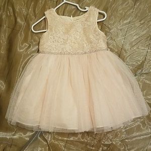 Toddler blush pink flower girl dress